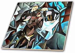 3dRose Three Men Playing Cards Geometric Art After Rockline 8 Inch Ceramic Tile