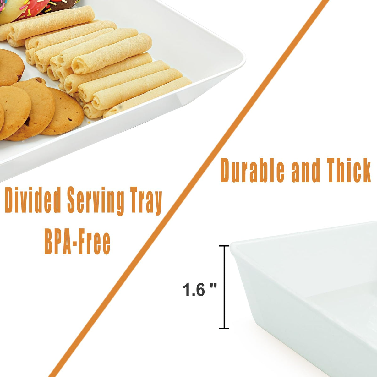 AMGBZT Serving Platter Set, 22 x 15 x 1.6 Inch, 2 Pack, White