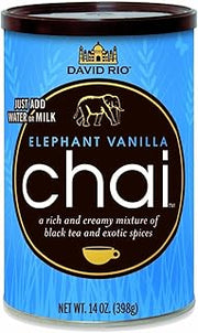 David Rio Elephant Vanilla Chai Mix - 14 oz. Canister-CASE OF 6 CANS