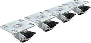 Krowne BC-130 Plate Casters for Refrigeration, 2" Overall 3-1/2" x 3-1/2", 1" Ultra Low Profile Wheels Front Brakes, Set of 4