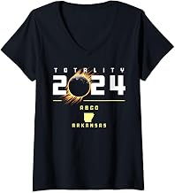Womens Abco Arkansas 2024 Total Solar Eclipse V-Neck T-Shirt