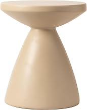 Dune Modern Round Side Table in Fiberstone 20" Wide Tabletop with Pedestal Base – Accent End Table for Living Rooms, Offices, and Lounges in Beige