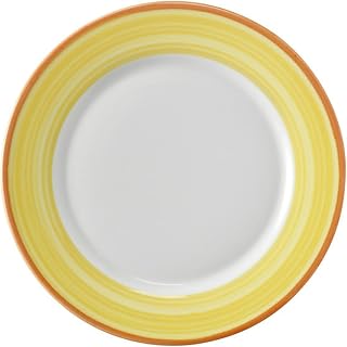 G.E.T. 10 5/8" Yellow Rolled Edge Dinner Corona Porcelain Plate (Set of 12)