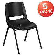 Hercules Kids 14 in Ergonomic Stack Chair by Flash Furniture – Pack of 5, Polypropylene, Black Plastic/Black Frame, Pack of 5, Model 5-RUT-14-PDR-BLACK-GG