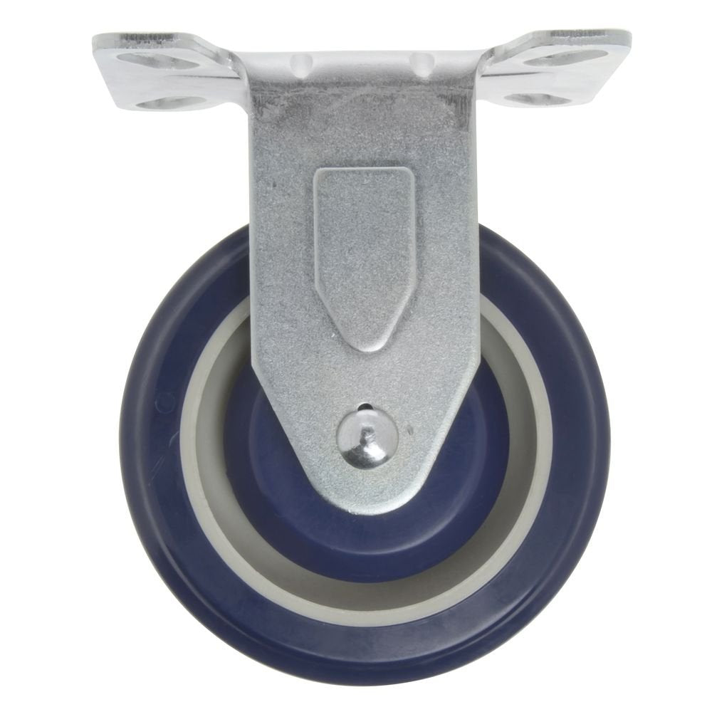 Rigid Plate Caster Blue Polyurethane - 4"Dia by HUBERT – Polyurethane (PU), Blue, Model RGAZ415P-1