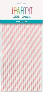 Unique Party Lovely Pink Striped Paper Straws - 40 Count - Unique Style & Fun Drinking Experience, Perfect for Parties, Celebrations, and Everyday Use