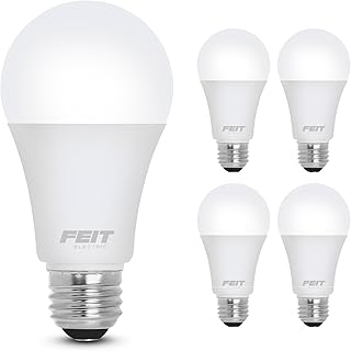 Feit Electric A19 LED Light Bulbs, 60W Eq, Dimmable, Bright White 4 Pack