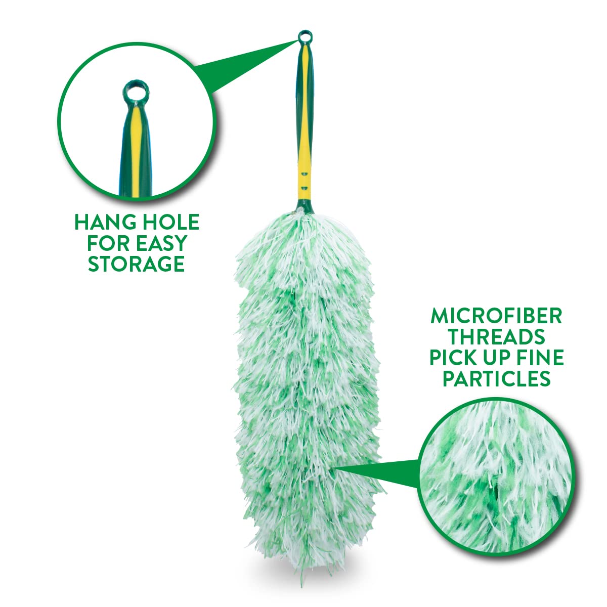 17 Inch Microfiber Duster | Effective Dust Wand for Cleaning All Surfaces | Anti-Static by Pine-Sol – 17 inches, Microfiber, Green, Model PNS-76237