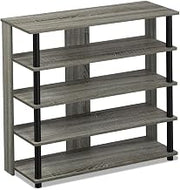 Furnifact Grey Wooden 5-Tier Shoe Rack Organizer for Entryway, Closet, or Hallway Storage, Holds 12 Pairs, Easy Assembly with Included Hardware