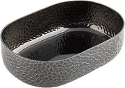 TableCraft 10702 Bowl/Basket, 64 oz., 9-1/4" x 6-3/8" x 2-5/8", Oval, Aluminum, Crackle Pattern with Black Powder Coat Finish, 6 Each per case