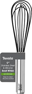 Tovolo Whisk 9 Inch Heavy Duty Silicone Wire Stainless Steel Whisker for Cooking Baking Blending Mixing Stirring Whipping Whisking, Dishwasher Safe Multi Function Classic French Wire Whisk, Black