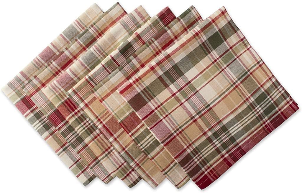 DII Give Thanks Plaid Napkins, 20x20 Inch Square, Set of 6
