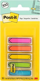 Post-it Arrow Flags, 0.47 x 1.7 in, Bright Colors, 1 Dispenser, 100 Flags