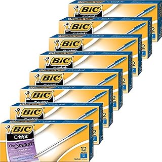 BIC Cristal Xtra Smooth Ball Pen 12-Count Medium Point 1.0mm Blue, 8-DOZEN (MS11BE) New