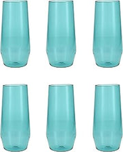 Fortessa Sole Outdoor Shatter Resistant BPA Free Premium Copolyester Plastic Drinkware 6 Pack, Aqua Sky Blue Green, Iced Tea Glass