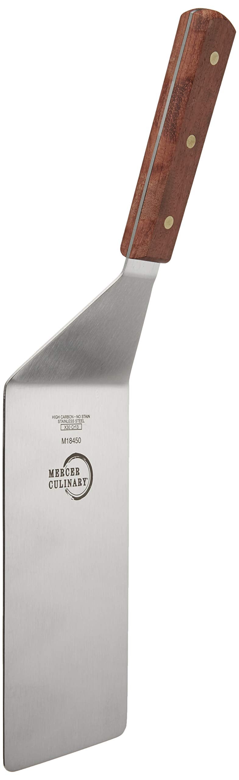 Praxis Rosewood Handle Heavy Duty Turner by Mercer Culinary – 8" x 4", Stainless Steel, Brown, Model M18450