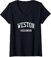 Womens Weston WI J05 Vintage Athletic Sports Design V-Neck T-Shirt