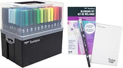 Tombow Art Marker Collection: 108 Color Dual Brush Pen Set with Hard Travel Case & Blending Palette Kit