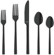 Amefa Dallas 18/0 Black Stainless Steel Flatware Set - 20-Piece Service for 4 - Modern Silverware - Fork Spoon Knife Cutlery Set