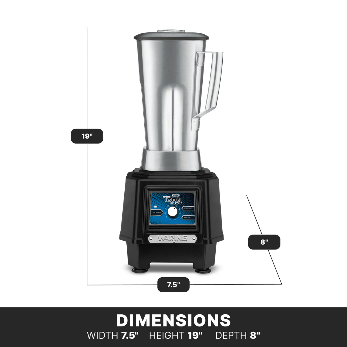 Waring Variable Speed Control Dial 1,000 to 17,000 RPM / 64 Ounce Stainless Steel Container Jar / 64 Ounce Countertop Blenders