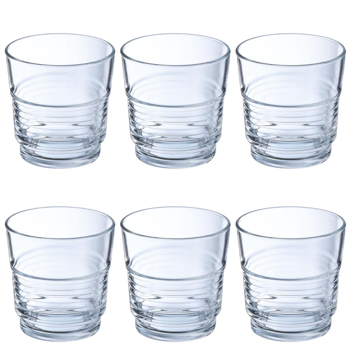 Spirale FB25 Stackable tumbler 250ml by Arcoroc – 8.5 Ounces, 25.0 centiliters, Glass, 6 Count (Pack of 1), Model ARC 58057