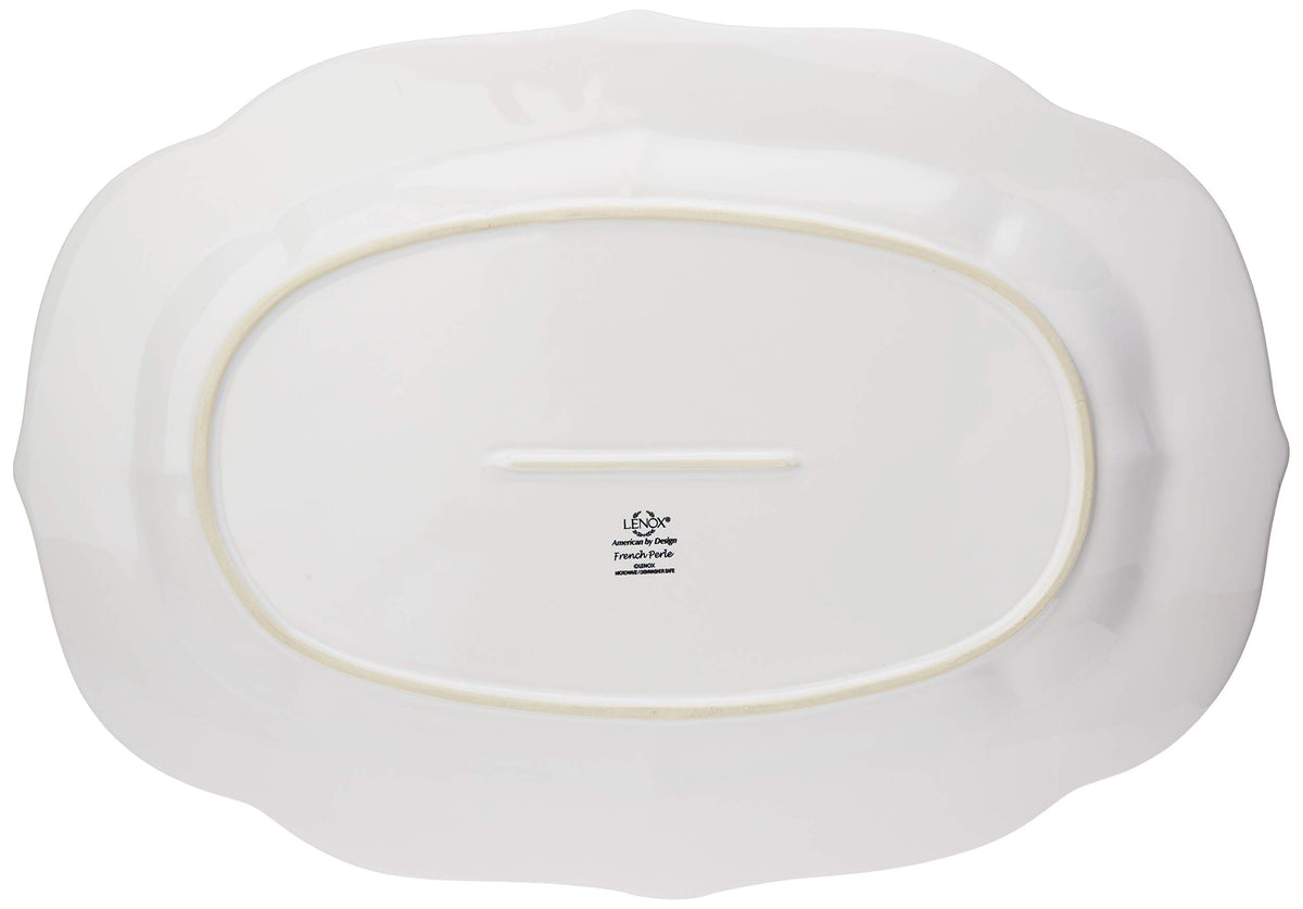 Lenox French Perle Stoneware Serving Platter, Large 18.5 Inch, White