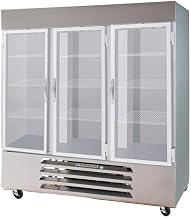 Beverage-Air HBR72-1-HG 75" Horizon Series Three Section Glass Half Door Reach-In Refrigerator 72 cu.ft. Capacity Stainless Steel Exterior and Interior with Bottom Mounted by