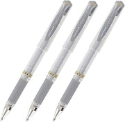 Uni-Ball Signo UM-153 Gel Ink Rollerball Pen, 1.0mm, Broad Point, Silver Ink, Pack of 3