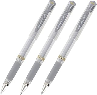 Uni-Ball Signo UM-153 Gel Ink Rollerball Pen, 1.0mm, Broad Point, Silver Ink, Pack of 3