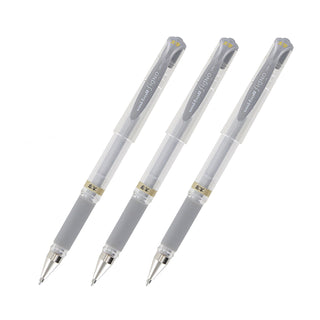Signo UM-153 Gel Ink Rollerball Pen by Uni-Ball – Rubber, Silver, Pack of 3, Model UM153.26.3