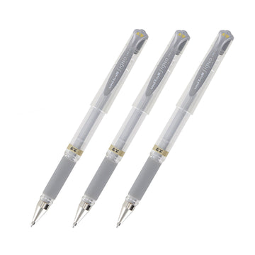 Signo UM-153 Gel Ink Rollerball Pen by Uni-Ball – Rubber, Silver, Pack of 3, Model UM153.26.3