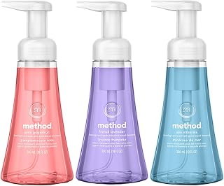 Method Foaming Hand Soap Trio, Moisturizing Hand Wash and Plant-Based Hand Cleanser, Pink Grapefruit, French Lavender, Sea Minerals, 10 Fluid Ounce (Variety Pack)