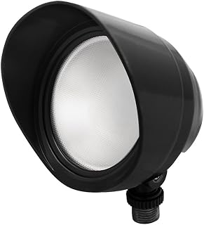 RAB Lighting BULLET12B LED Flood Light | Outdoor Security Spotlight - Field Adjustable Wattage 12W 9W 6W CCT 3000K 4000K 5000K IP65 120V - Single Head, Black