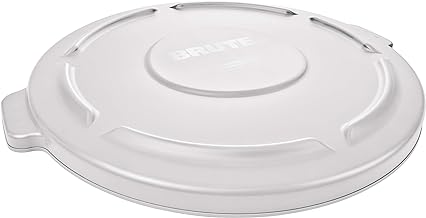Rubbermaid Commercial Products BRUTE Heavy-Duty Round Trash/Garbage Lid, 20-Gallon, White, Outdoor Waste Container for Home/Garage/Mall/Office/Stadium/Bathroom