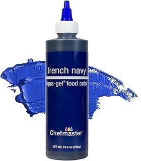 Chefmaster Liqua-Gel® Food Coloring | French Navy | Red 3-Free | Professional Baking & Decorating | Fade-Resistant | Made in USA | 10.5 oz