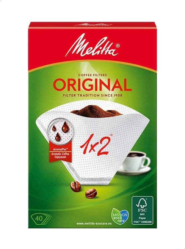 Filter Bags 1x2/ by Melitta – 1 x 2, Paper, White, Model 6653095