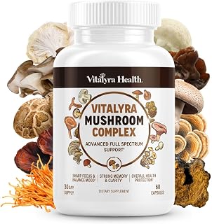 10-in-1 Mushroom Supplement Complex – High Potency Lion’s Mane, Cordyceps, Reishi & Turkey Tail Capsules – Nootropic Brain Support for Memory, Focus & Energy – 30 Day Supply