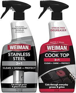 Weiman Stovetop Cleaner & Stainless Steel Cleaner - 22 Ounce - Daily Appliance Kitchen Cleaning Kit