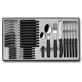 Table Set Swiss Classic with Tomato Knife 24 Pieces by Victorinox – 30 x 5 x 5 cm, Stainless Steel, Black, Pack of 24, Model 6.7833.24