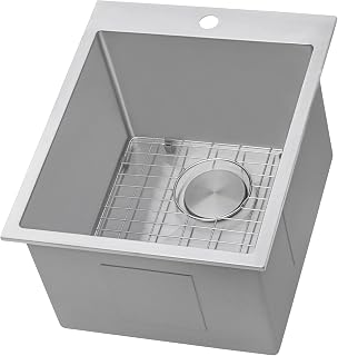 Ruvati 18 x 22 x 12 inch Rounded Corners Topmount Laundry Utility Sink - Deep 16 Gauge Stainless Steel Laundry Sink with Brushed Finish hides scratches - Easy-to-Clean - RVU6018