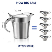 Shofilt Stainless Steel Gravy Boat, Double Wall Insulated, 17oz, Silver