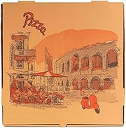 KITCH24/7 16 x 16 x 2 Inch Brown Stock Print Design Corrugated Pizza Box - 50 per case