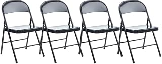Alera Armless Steel Folding Chair, Supports Up to 275 lb, Black Seat, Black Back, Black Base, 4/Carton