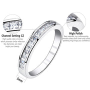 Princess Wedding Bands for Women Channel Half Eternity by Newshe Jewellery – 9, Gemstone, Princess Cut Cubic Zirconia, Model BR0757_BAND_9-JP