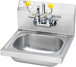 Krowne HS-36 Hand Sink/Eyewash Station, Wall Mount, 15-3/4"W x 15-1/4"D x 19-1/4"H OA, 7-3/4"H backsplash, 12-1/2" Wide x 9-3/4" Front-to-Back x 5-5/8" deep Bowl