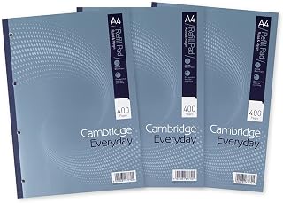 Cambridge Lined Paper A4 Refill Pad, Ruled and Margin, 400 Page, Pack of 3