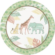 Creative Converting Safari Baby Animal Dinner Plates, 8 Count with Cheetah, Giraffe, and Elephant