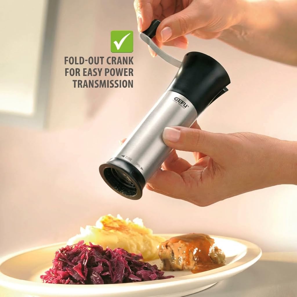 34670 Nutmeg Grater by GEFU – 18-8 Steel, Silver/Black, Model GF34670