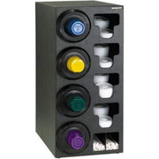 Countertop Cup Dispensing Cabinet with (4) SLR-2F Built-In Lid and Straw Organizers by DISPENSE-RITE – Stainless/PolyStyrene, Black, Model SLR-C-4LBT
