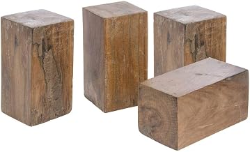 HUBERT Square Reclaimed Wood Riser Support-31/2 L x 31/2" W x 7" H, Set of 4